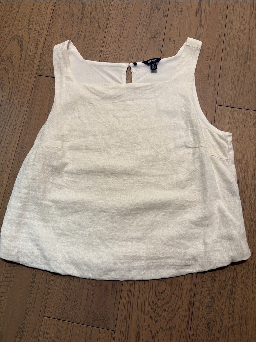 Buffalo David Bitton Cream Square Neck Linen-Blend Tank